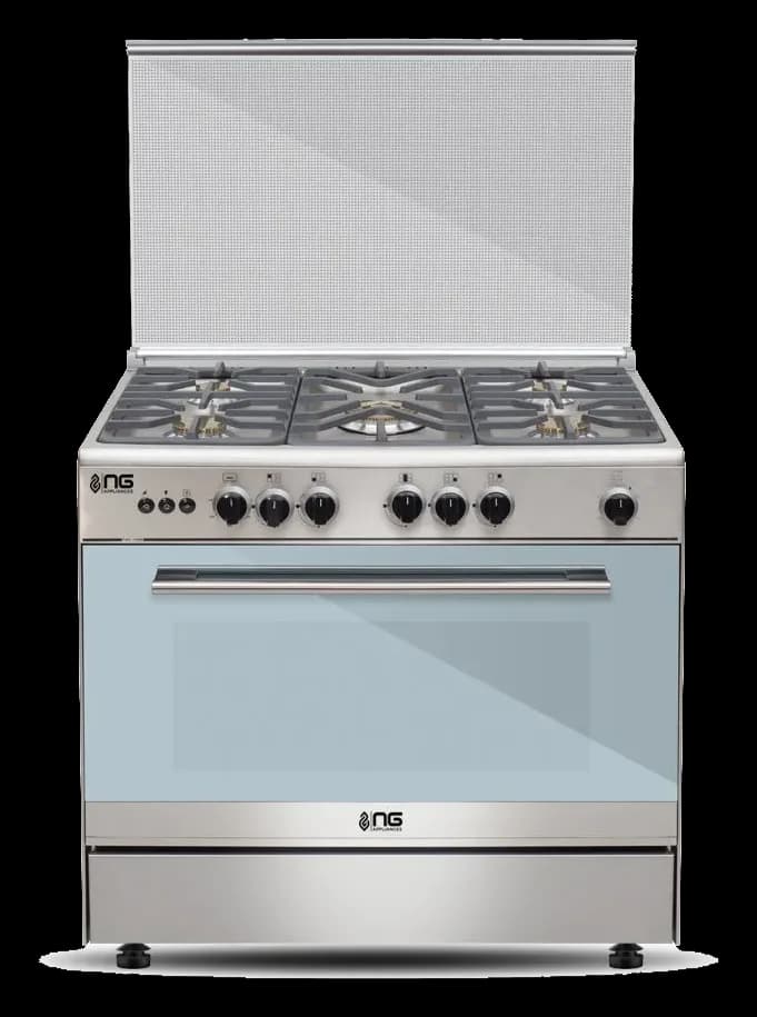 NasGas Cooking Range NG-786 Single Door – 5 Burner, Stainless Steel Body